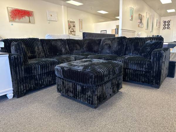 Black corduroy sectional 1