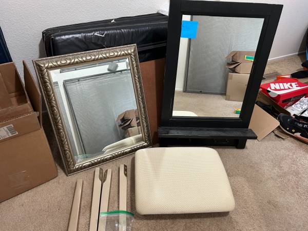 Pottery Barn black mirror with hooks 1