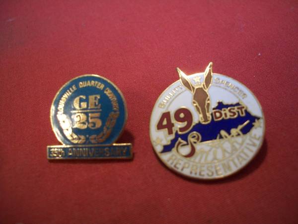 2 Local Collectable Lapel Pins, GE 25 Year & 49th Dist. Smith 1
