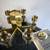 Vintage brass and glass space age chandelier for six lights, c. 1970s 6 thumbnail