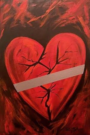 20"x30" Original Broken Heart Painting 1