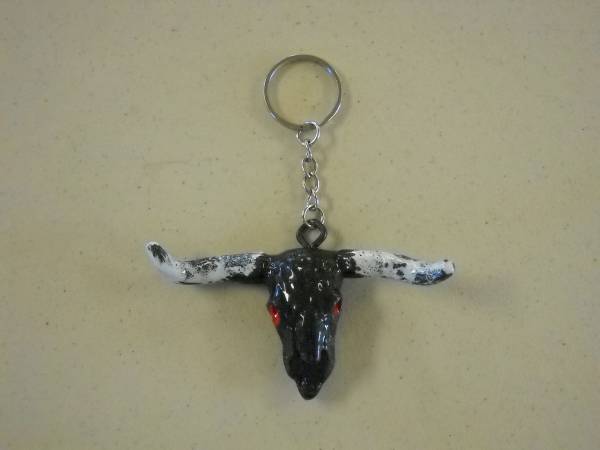 Robbies Hobbies, Custom Longhorn Skull Keychain/Bag-Backpack Charm, 3D 1