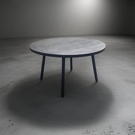 Large round dining table - white oak stained black 1