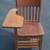 Vintage Antique Student Mission Oak Wood School Chair & Attached Desks 1 thumbnail