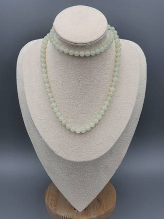 Light green stone beads necklace 26" 1