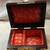 Vintage Shanghai China Rose Wood & Brass Jewelry Box w/ Jade & Lock 3 thumbnail