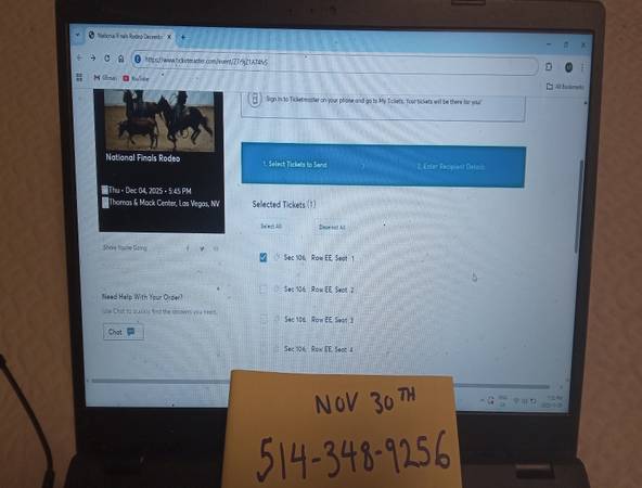 🔴NFR National 🥰 Finals Rodeo Sec 106 Row EE 1