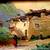 1925 ANTIQUE OIL PAINTING ITALY VILLA MOUNTAIN SCENE FRAMED 11 X 9 3 thumbnail