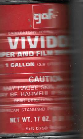 GAF VIVIDOL B&W PAPER & FILM DEVELOPER 1 GALLON 1