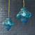 Pair of Vintage Turquoise Bubble Glass & Gilt-Metal Pendant Lantern Li 1 thumbnail