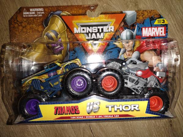 Monster Jam Marvel Thanos VS Thor 1:64 Double Monster Truck Pack Series 3*NEW 1