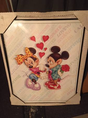 Disney Mickey and Minnie Valentine special; in frame, ready to hang, 1