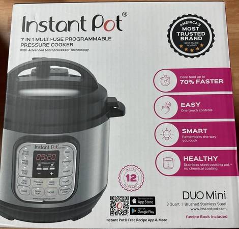 New Instant Pot, Duo Mini 3 Quart 7-in-1 Pressure Cooker 1