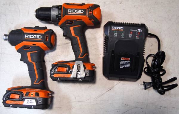 RIDGID 18V Brushless Combo Drill, Impact Driver, Batteries, Charger 1