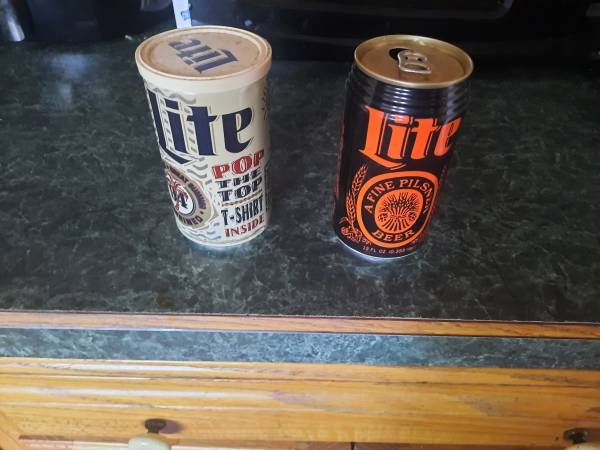 2 unique miller lite beer cans 1