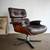 Vintage Eames style lounge chair - brown leather seat walnut bent ply 1 thumbnail