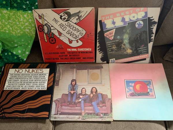 LP VINYL ALBUMS-ZZ TOP-NO NUKES-CSN-ALLMAN BROS-ROYAL GUARDSMEN-SNOOPY 1