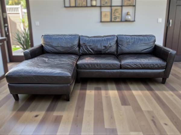 Adalyn Home Andersen Brown Top Grain Leather 2-Piece Chaise Sectional 1