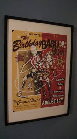 windy city rollers sign print framed 21"x29" 1