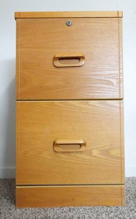 Brown 2 drawer File Cabinet with File Folders! 1