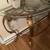 Vintage Curvy Metal Console Table/Sofa Table-Art Nouveau Top-Bev Glass 2 thumbnail