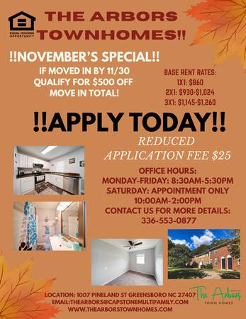 THE ARBORS TOWNHOMES!! 1