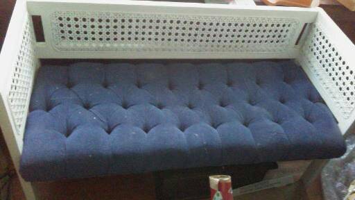 White wicker and wood bench 1