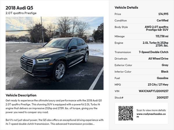2018 Audi Q5 Printables 2.0T quattro Prestige SUV 1