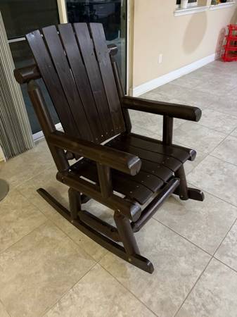 Stained Wood Log Rocker 1