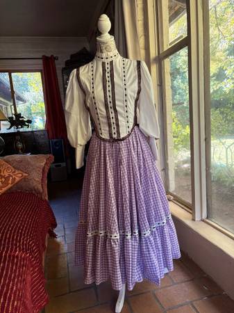 Gingham Dress Square Dance Pioneer Western frontier folk Norteño S/M 1