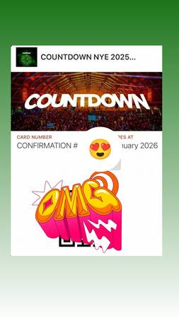 Countdown NYE GA ticket. face value 1