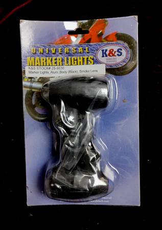 K&S Universal Marker Lights, Signals, P/N 25-8630, Black/Smoke, NEW 1