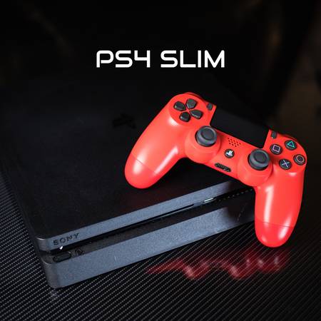 SONY PS4 SLIM 1 TB DRIVE WITH A RED CONTROLLER - electronics