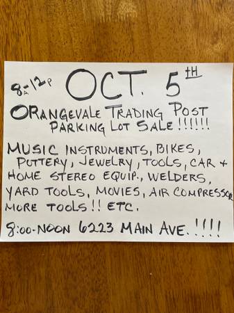 ORANGEVALE TRADING POST parking lot sale 1