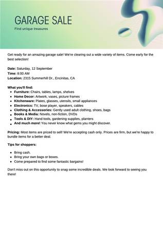 Garage Sale (Encinitas) Saturday 8am 12 September (Encinitas)