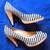 PAIR of MICHAEL KORS BLACK STRIPE FABRIC HIGH HEEL SHOE 4 thumbnail