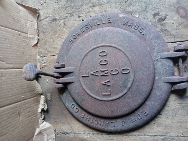 Edward J Lamothe vintage 2 piece cast iron garbage lid 1
