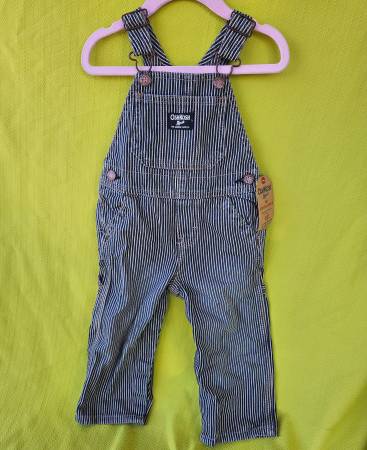 Oshkosh Hickory Striped Overalls Romper Size Boy’s 18 Months New w Tag 1