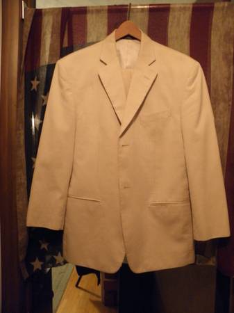 Men's 40s Tan Striped Suit 1