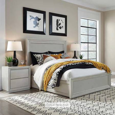 NEW HAYES QUEEN BED - LIGHT GRAY 1