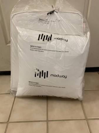 New Modway 2 Piece White Patio Chair Cushion Set Seat & Back Pillow 1