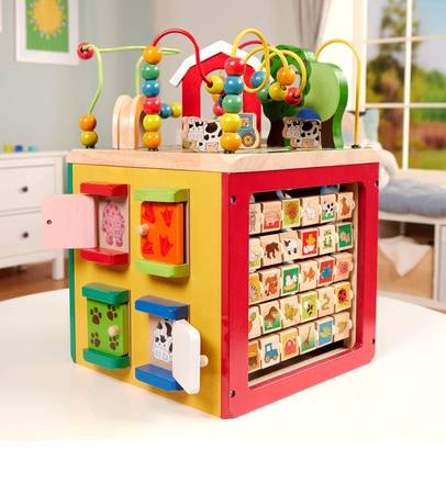 Battat - Activity Cube With Farm Theme - Educational Wooden Toys For T 1