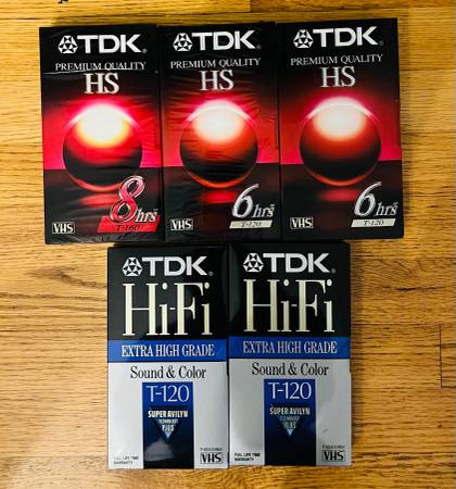 Lot of 5  TDK Sealed Blank VHS Tapes (Premium Quality/High Grade) 1