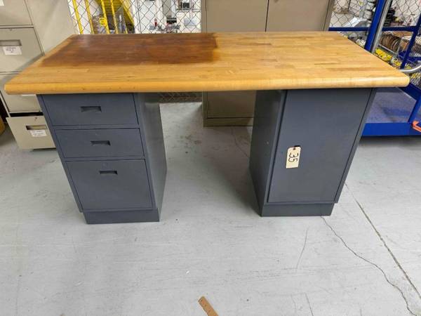 Edsel Steel Work Bench With Wood Top 1