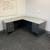 Used L-Shaped Two-Tone Desk (Grey & Slate) with Drawers – $425 2 thumbnail