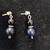 Onyx, Blue goldstone and sterling silver earrings post and accents 1 thumbnail