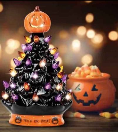 Brand New: 15" Ceramic LED Halloween Tree decor 1