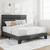 Full Size Platform Bed Frame with Upholstered Fabric Headboard, Grey Upholstered 3 thumbnail