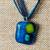 Blue fused glass pendant necklace with free stud earrings, new 1 thumbnail