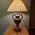 Vtg Berman Table Lamp: Antique Gold Glazed Finish & Cream Shade - 32"H 2 thumbnail